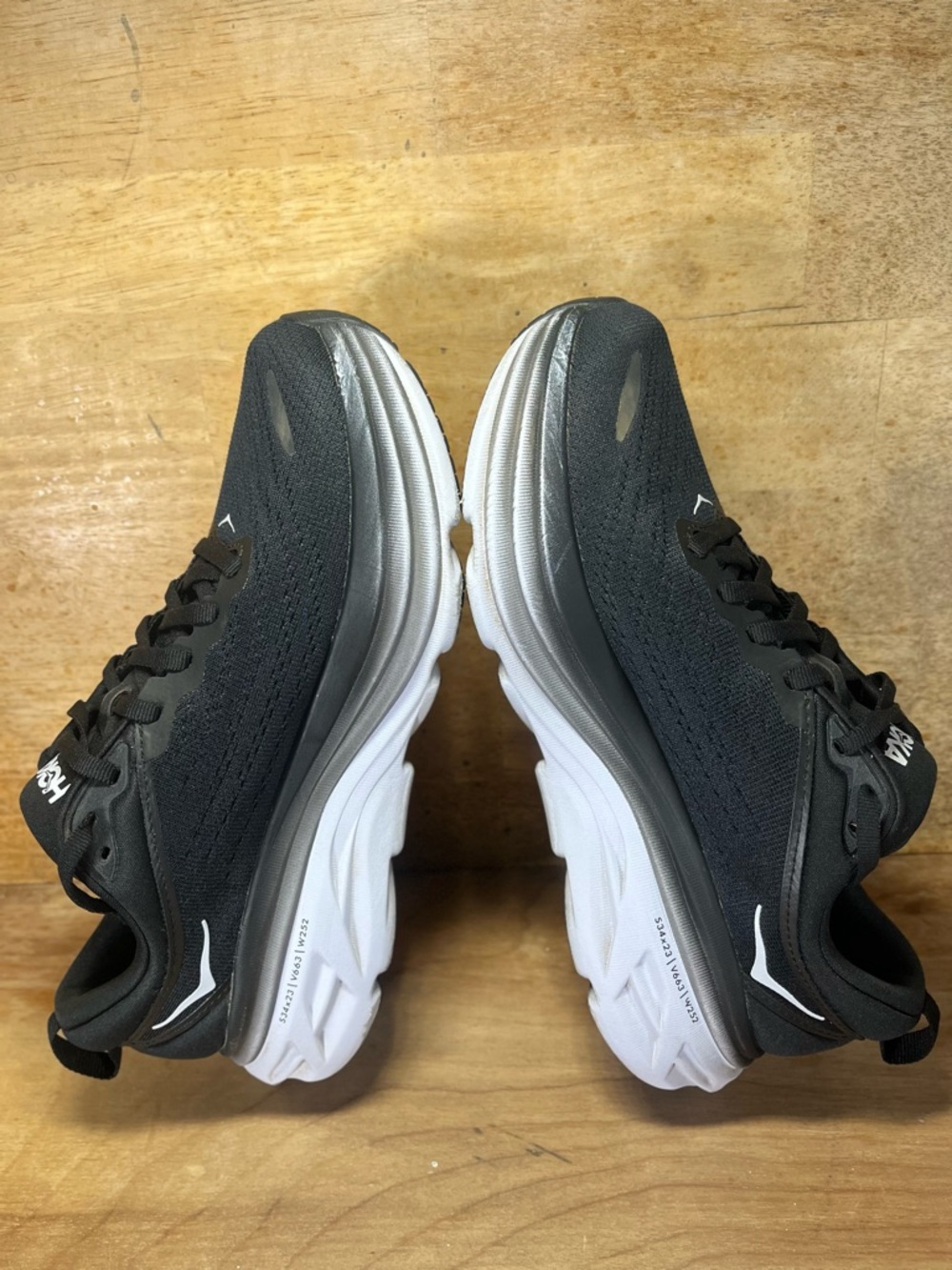 Hoka One One Bondi 8 Womens Size 6.5 Running Shoes Sneakers Black White - Picture 6 of 12